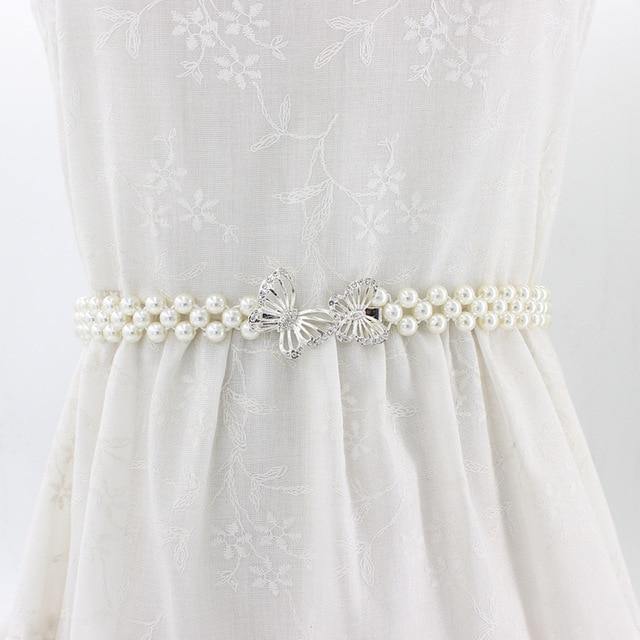 Pearl belt: Rhinestone Elastic Belt with Pearls