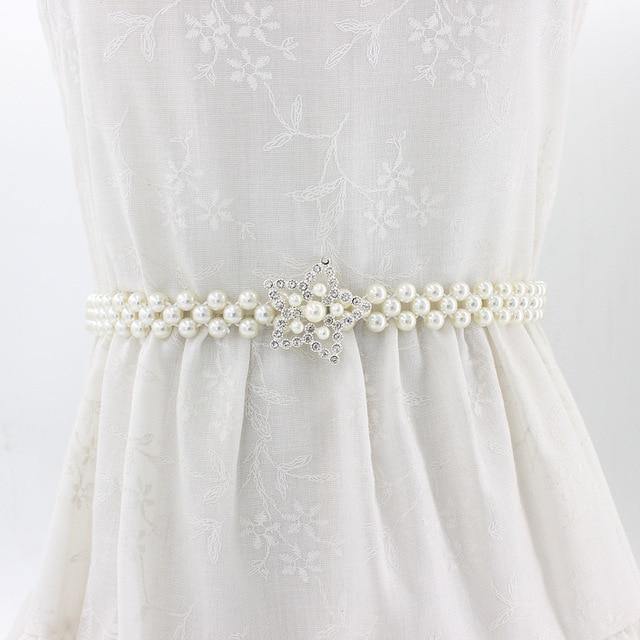 Pearl belt: Rhinestone Elastic Belt with Pearls
