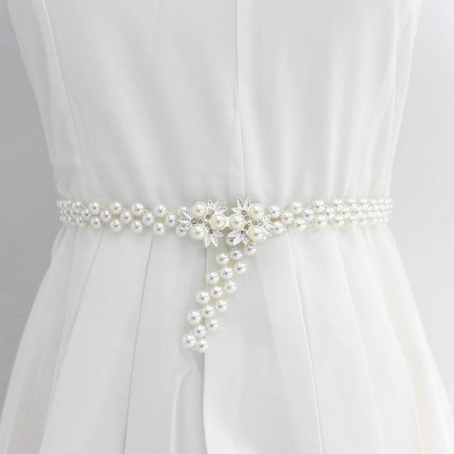 Pearl belt: Rhinestone Elastic Belt with Pearls