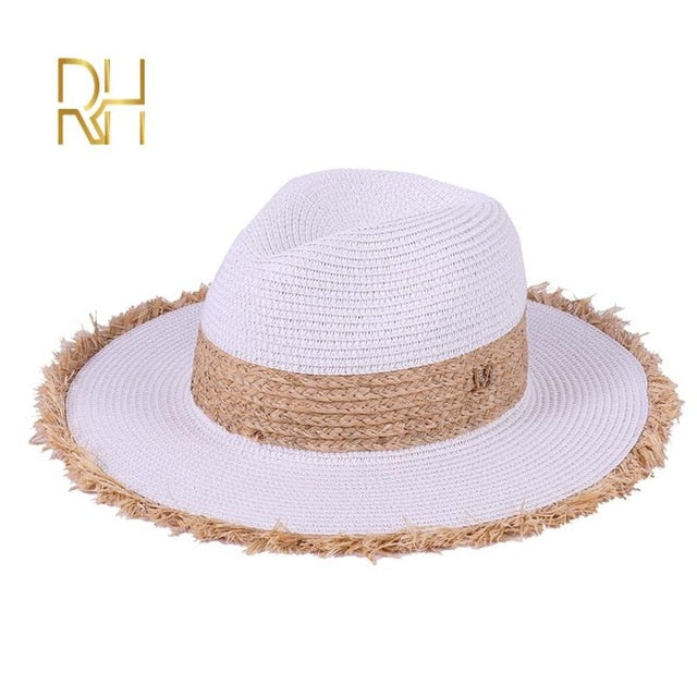 Summer Cowboy Cap Casual Sun Hats For Women Fashion Letter M Jazz Straw For Men Beach Straw Panama Hat Wholesale RH