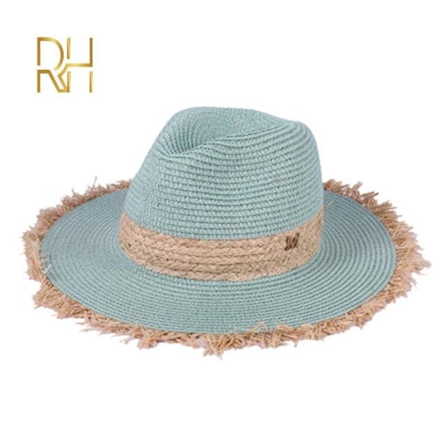 Summer Cowboy Cap Casual Sun Hats For Women Fashion Letter M Jazz Straw For Men Beach Straw Panama Hat Wholesale RH
