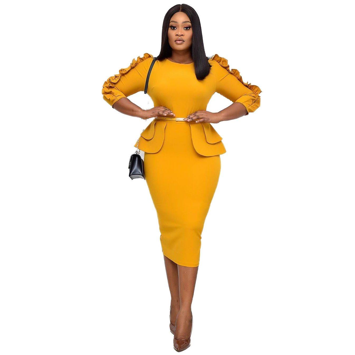 Yellow bodycon dress