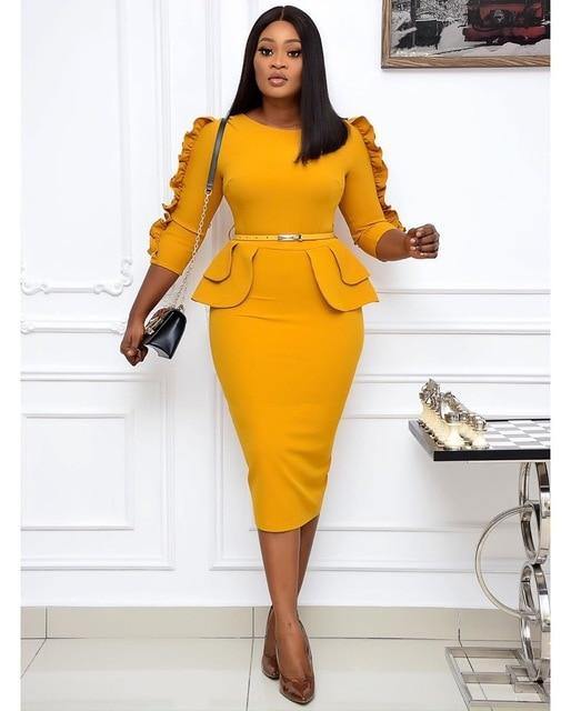 Yellow bodycon dress