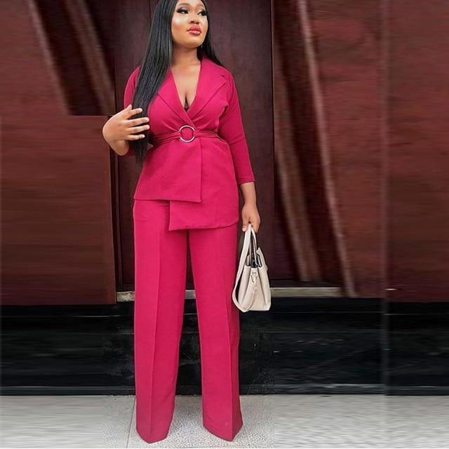 Women Retro Fashion Blazer And Pant Set