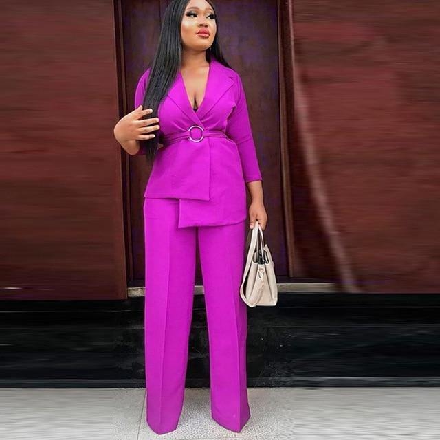 Women Retro Fashion Blazer And Pant Set