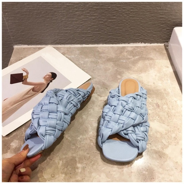 Blue Flat Sandals