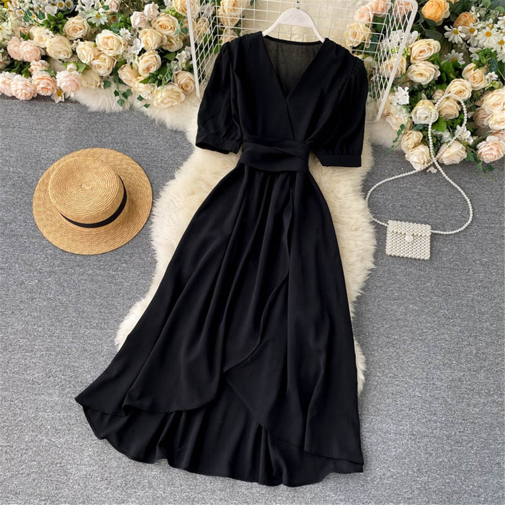 Summer midi dress: Women Summer Midi French Dress