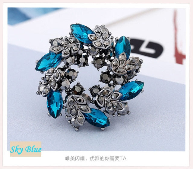 Morkopela Big Flower Crystal Brooch For Women Fashion Brooch Pin Bouquet Rhinestone Brooches And Pins Scarf Clip Jewelry