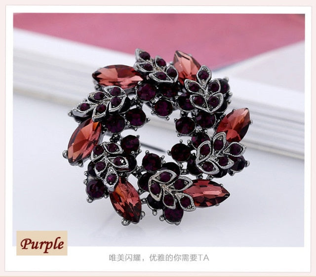 Morkopela Big Flower Crystal Brooch For Women Fashion Brooch Pin Bouquet Rhinestone Brooches And Pins Scarf Clip Jewelry