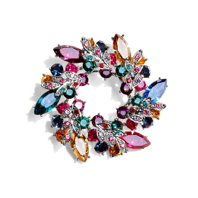 Morkopela Big Flower Crystal Brooch For Women Fashion Brooch Pin Bouquet Rhinestone Brooches And Pins Scarf Clip Jewelry
