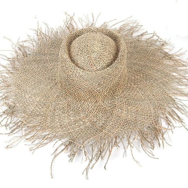 New 2021 Ladies Summer Natural Straw Hats Women Sunhats Big Beach Cap Wide Brim Sun Hats Fashion Oversized Hat chapeau ete femme