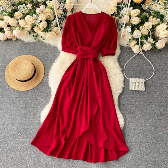Summer midi dress: Women Summer Midi French Dress