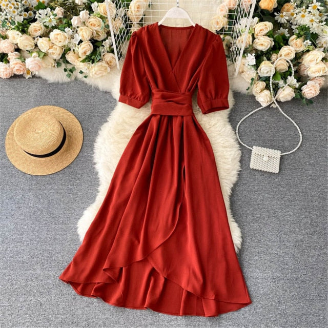 Summer midi dress: Women Summer Midi French Dress