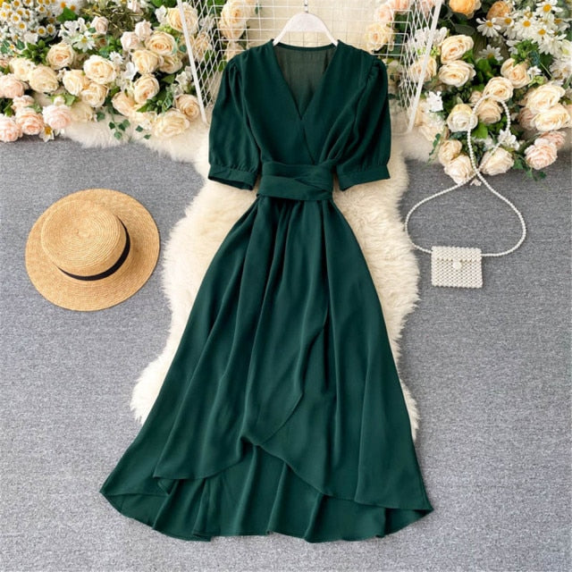 Summer midi dress: Women Summer Midi French Dress