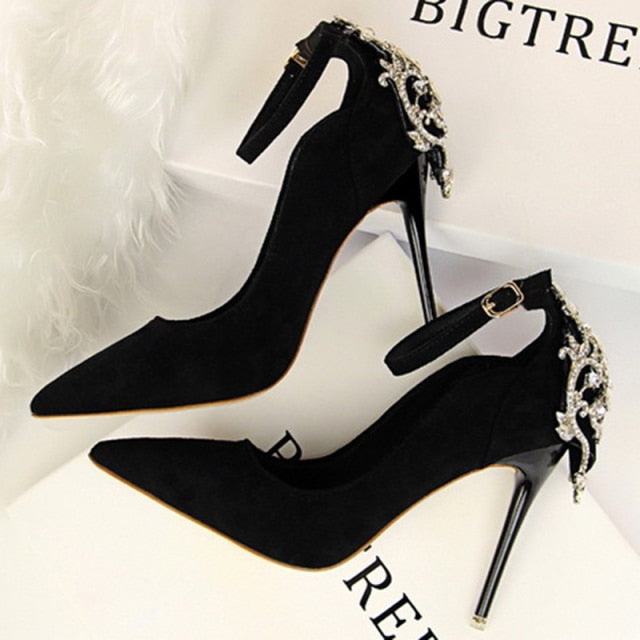 2021 Spring New Red Water Drill Shallow Mouth Women High Heels Sexy Dress Shoes Wedding Shoes Bride Top Selling Party High Heels