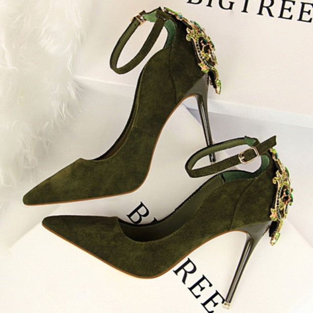 2021 Spring New Red Water Drill Shallow Mouth Women High Heels Sexy Dress Shoes Wedding Shoes Bride Top Selling Party High Heels