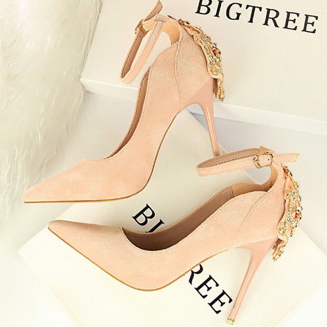 2021 Spring New Red Water Drill Shallow Mouth Women High Heels Sexy Dress Shoes Wedding Shoes Bride Top Selling Party High Heels