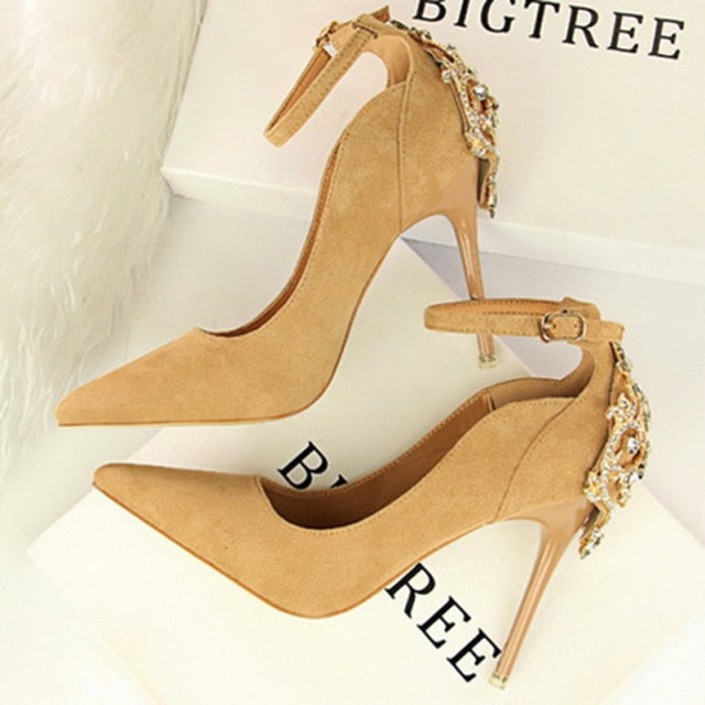 2021 Spring New Red Water Drill Shallow Mouth Women High Heels Sexy Dress Shoes Wedding Shoes Bride Top Selling Party High Heels