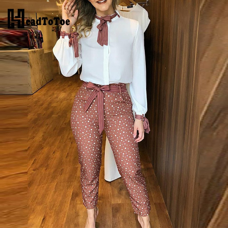 Polka dot pants top suit