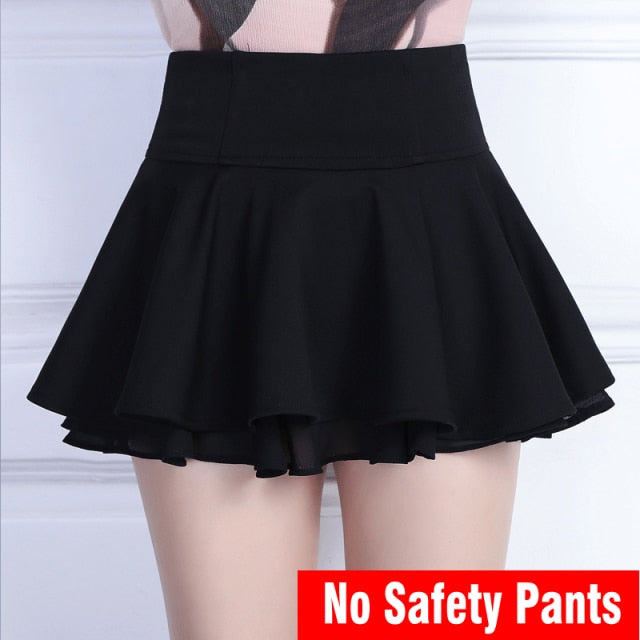 Women's High Waist Stretch Chiffon Miniskirt Summer New Style Sweet and Cute Black White Pleated Skirt Student Fluffy Skirt