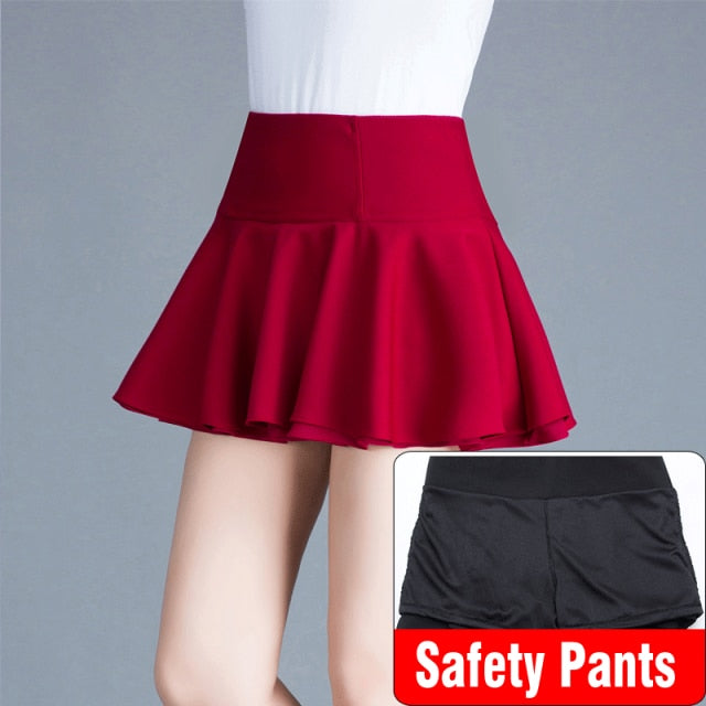 Women's High Waist Stretch Chiffon Miniskirt Summer New Style Sweet and Cute Black White Pleated Skirt Student Fluffy Skirt