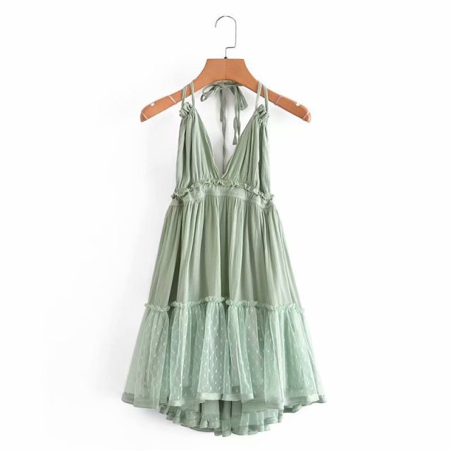 Boho dress: Strapless Women Summer Solid Boho Dress