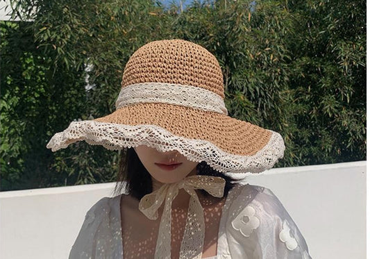 Breathable Lace Foldable Handmade Straw Hat