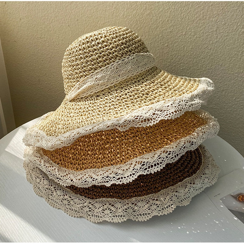 Breathable Lace Foldable Handmade Straw Hat