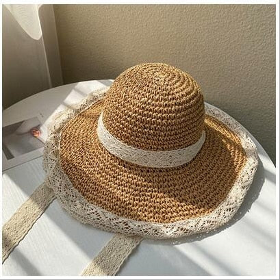 Breathable Lace Foldable Handmade Straw Hat