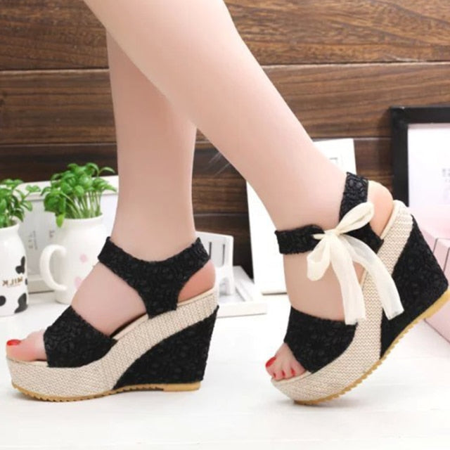 Lace Leisure Women Wedges Sandals