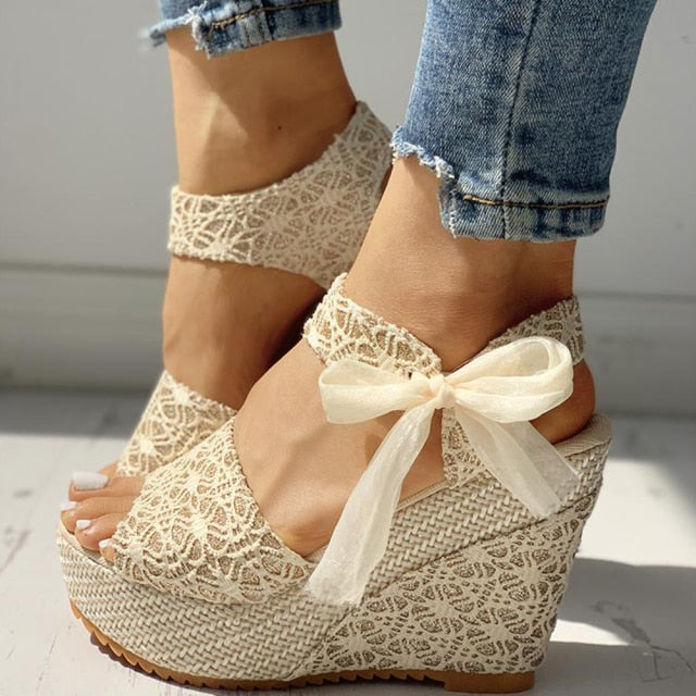 Lace Leisure Women Wedges Sandals