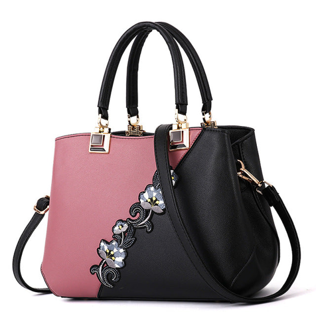 Embroidered bags: Embroidered Leather Messenger Bags