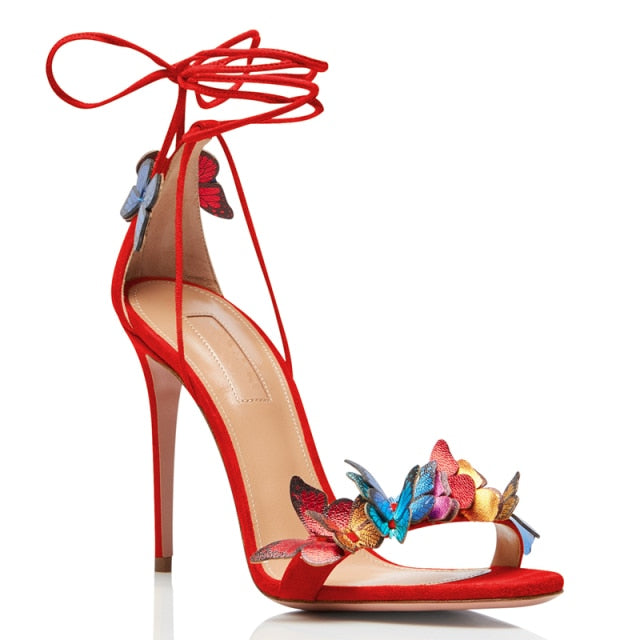 Ankle Strap Sandals Butterfly High Heel Prom Pump