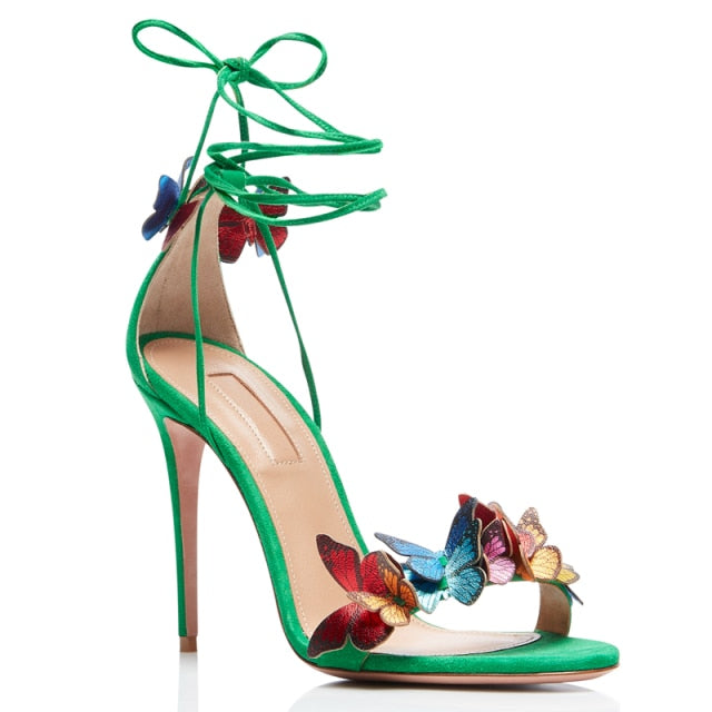 Ankle Strap Sandals Butterfly High Heel Prom Pump