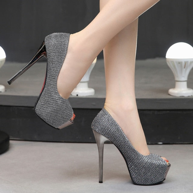 Concise platform Peep Toe pumps shoes