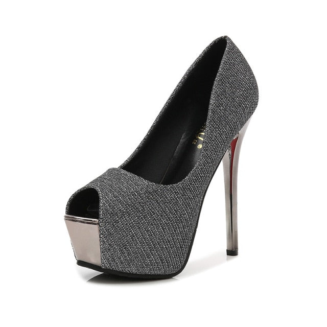Concise platform Peep Toe pumps shoes