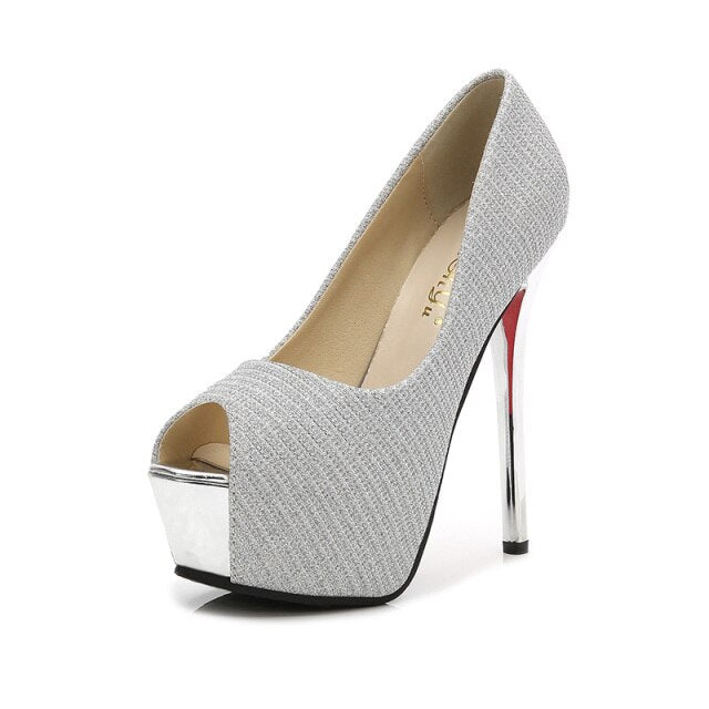 Concise platform Peep Toe pumps shoes