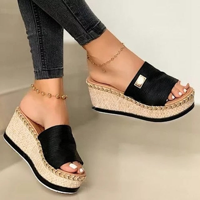 Slippers wegdes High Heels Women Basic Clog Flip Flop