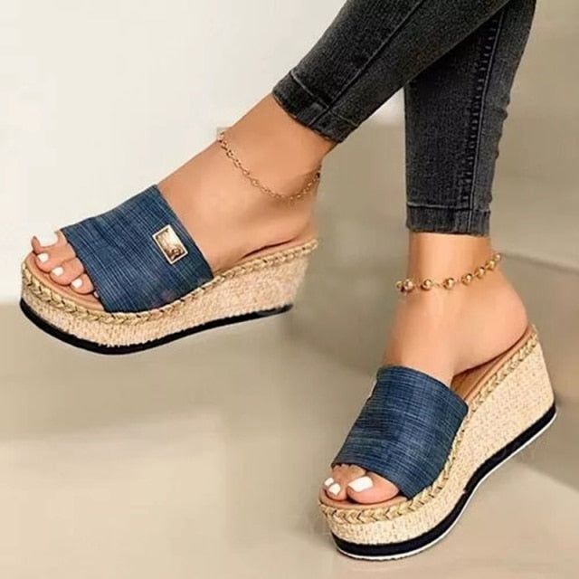 Slippers wegdes High Heels Women Basic Clog Flip Flop