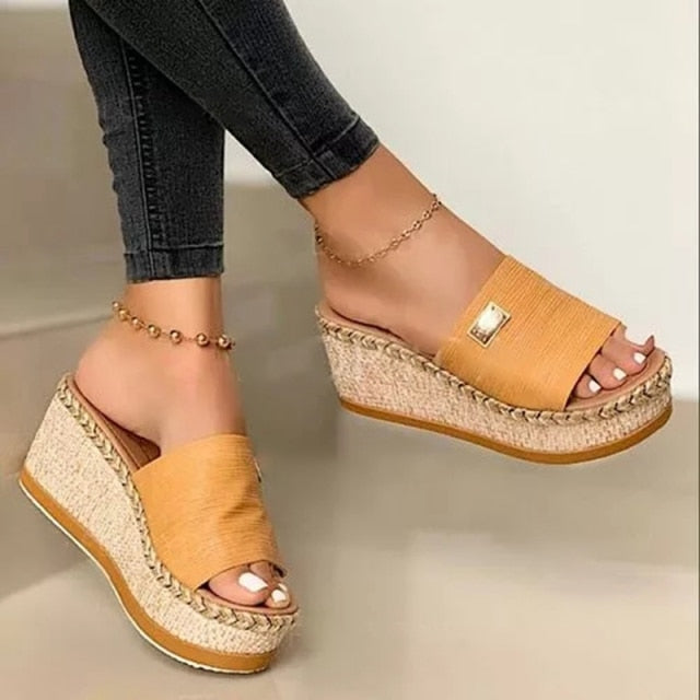 Slippers wegdes High Heels Women Basic Clog Flip Flop