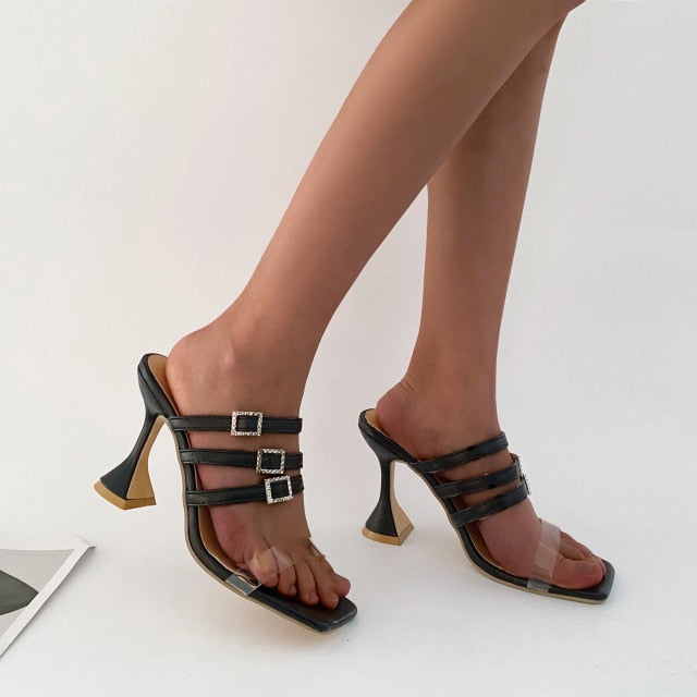 Buckles Pumps Peep Toe Super High Heels