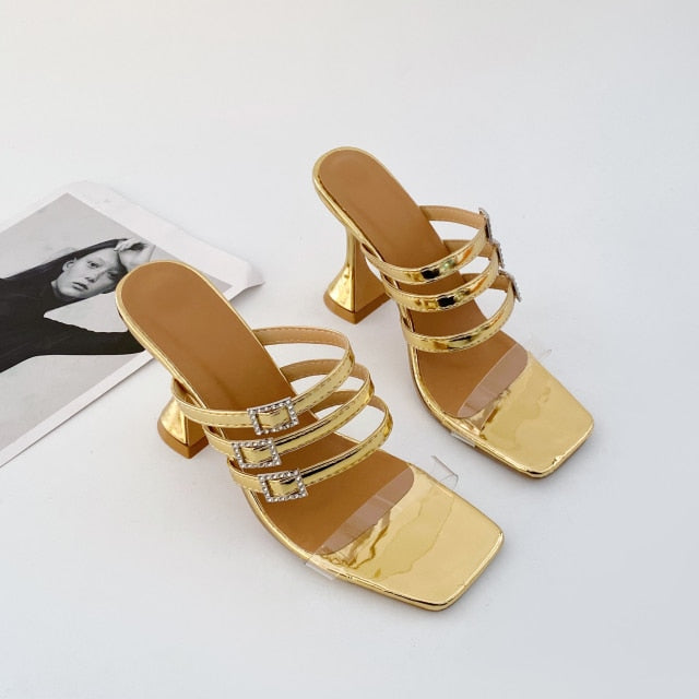 Buckles Pumps Peep Toe Super High Heels