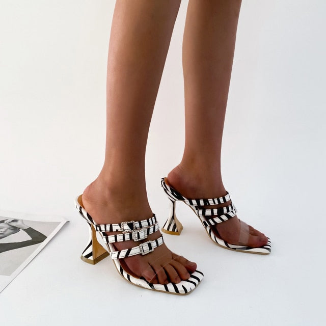 Buckles Pumps Peep Toe Super High Heels