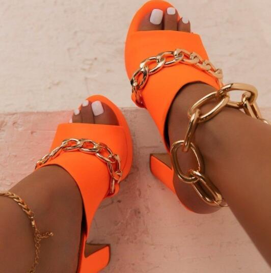 Trendy Platform Chunky Super High Heels Women Chain