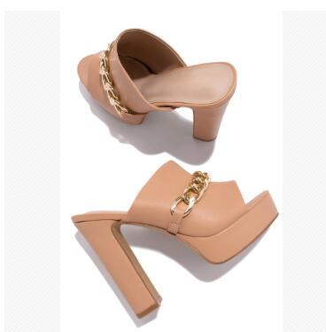 Trendy Platform Chunky Super High Heels Women Chain