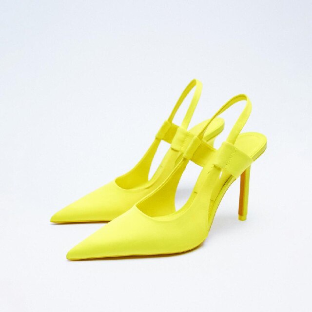 Slingbacks Pointed Toe High and Thin Heel Fairy Style