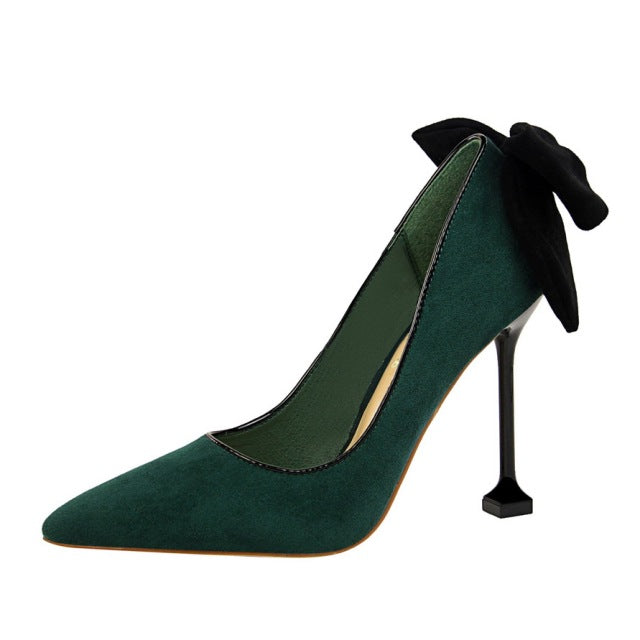 Fashion Bowknot Suede Pointed Toe