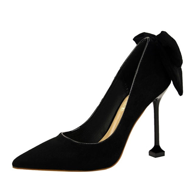 Fashion Bowknot Suede Pointed Toe