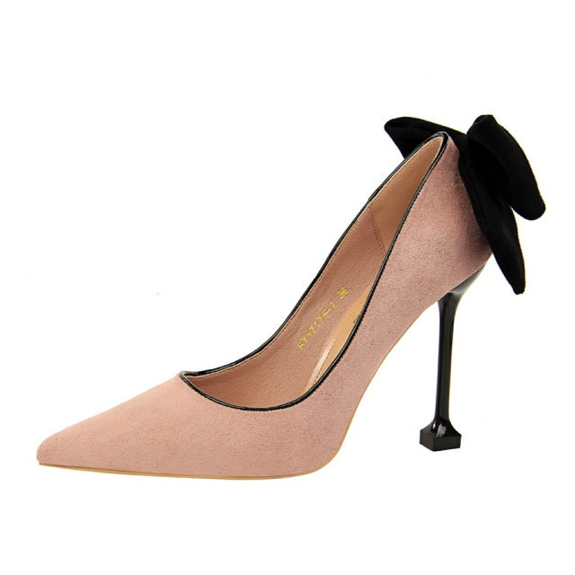 Fashion Bowknot Suede Pointed Toe