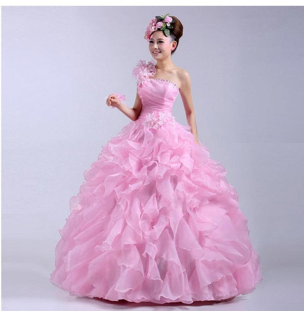 Ball gown dresses: Ruffle Rhinestone Evening Gown